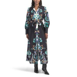 NANCY YANG Black Maxi Shirt Dress